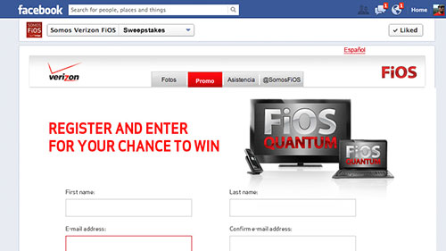 Verizon FiOs Facebook XBOX Sweepstakes